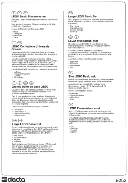 Set 9252 Multilingual Information Sheet