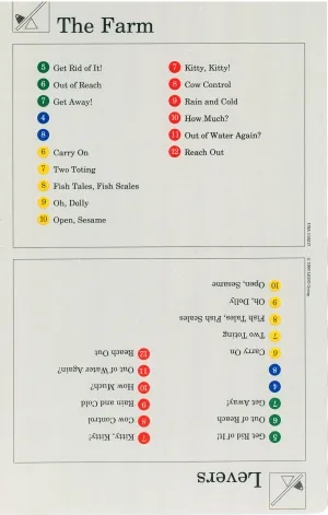 Set 9603 Activity Card Index Card 2 - The Farm & Levers