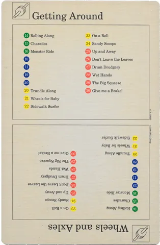 Set 9603 Activity Card Index Card 5 - Getting Around & Wheels and Axles AUS version (118222)