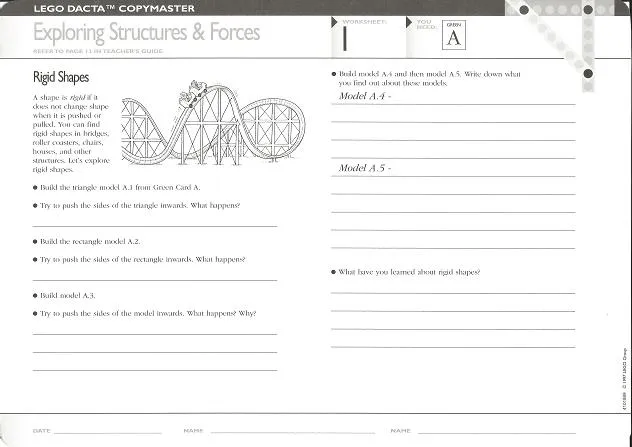Set 9631 Worksheet Copy Master for Activity  1 - Exploring Structures and Forces