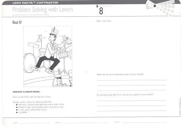 Set 9631 Worksheet Copy Master for Activity  8 - Problem Solving with Levers - Beat It!
