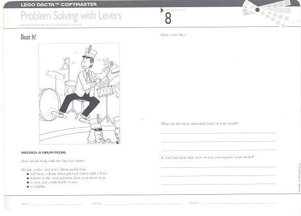 Set 9631 Worksheet Copy Master for Activity  8 - Problem Solving with Levers - Beat It!