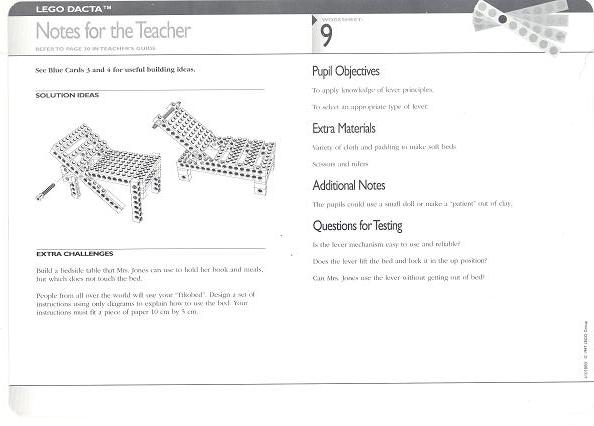 Set 9631 Worksheet Copy Master for Activity  9 - Problem Solving with Levers - Sit Up!