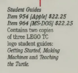 Lego TC logo Student Guides (MS-DOS)