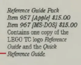 Lego TC logo Reference Guide Pack (MS-DOS)