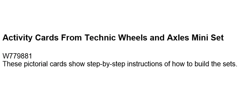 Activity Cards From Technic Wheels and Axles Mini Set (9616)