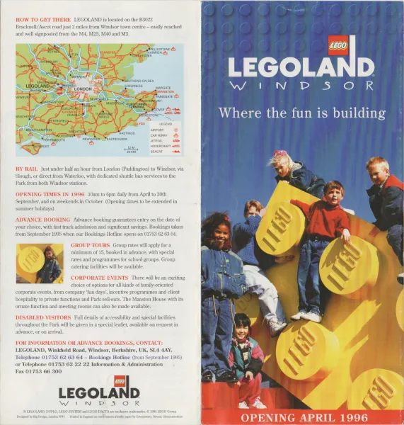 LEGOLAND Windsor Park Guide 1995 (Pre-opening) with Map