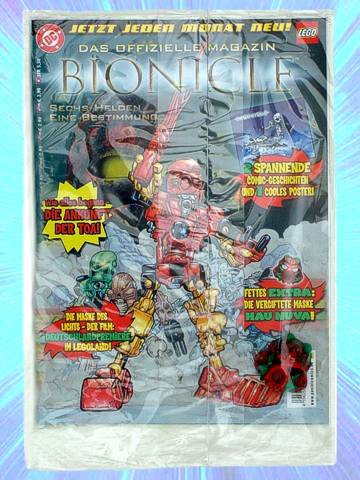 Bionicle # 1 September 2003 Die Ankunft der Toa - Blistered with Mask Hau Nuva Poisoned - Red Forehead