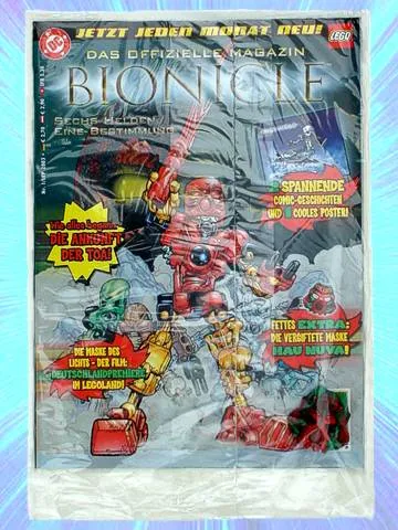 Bionicle # 1 September 2003 Die Ankunft der Toa - Blistered with Mask Hau Nuva Poisoned - Green Stripe on Forehead