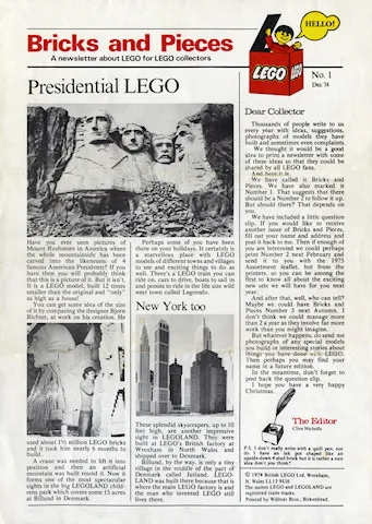 Bricks and Pieces Issue 1 - December 1974
