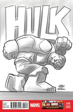 Super Heroes Comic Book, Marvel, Indestructible Hulk #14 Sketch Variant Cover