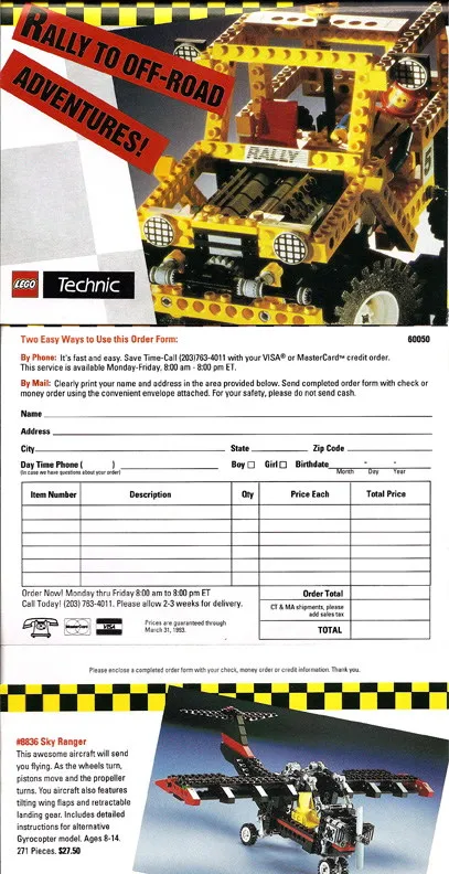 1992 Insert - Technic Rally to Off-Road Adventures
