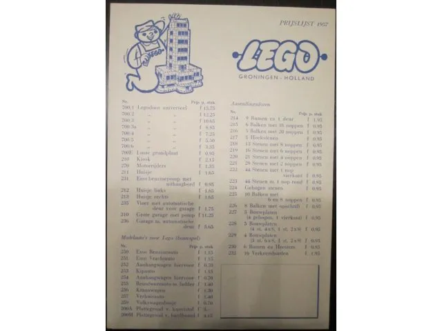 1957 Dutch Prijslijst (price list)