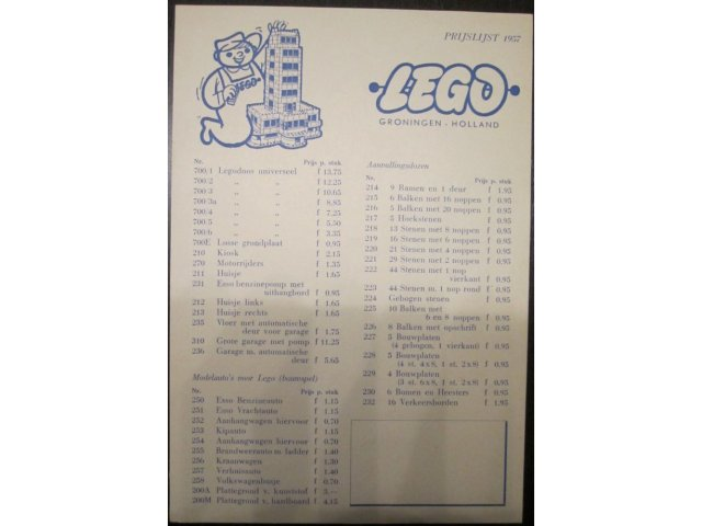 1957 Dutch Prijslijst (price list)