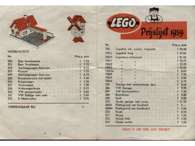 1959 Dutch Prijslijst (price list)