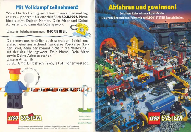 1992 Insert - German Train Competition Brochure 'Abfahren und gewinnen'