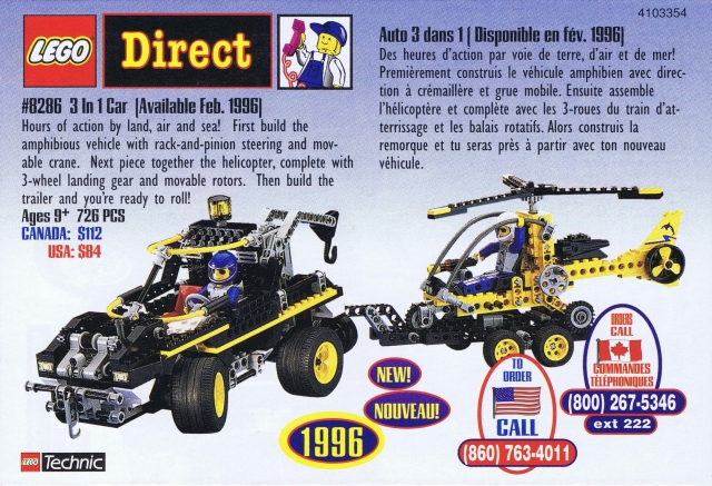 1996 Insert - Lego Direct - US/Canadian Technic (4103354)