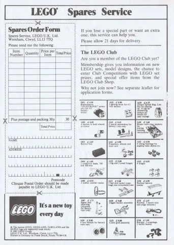 1983 Medium Service Packs UK (93300-UK)