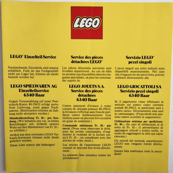 1985 Large Service Packs Swiss (94516)