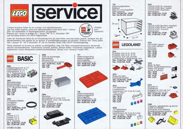 1987 Medium Service Packs DK/N/S/SF (151180/151280)