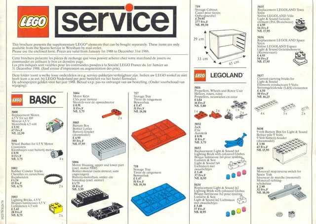 1988 Medium Service Packs GB/F/NL/B (102578/102678)