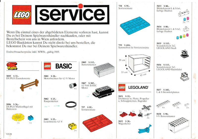 1989 Medium Service Packs Austrian (921211)