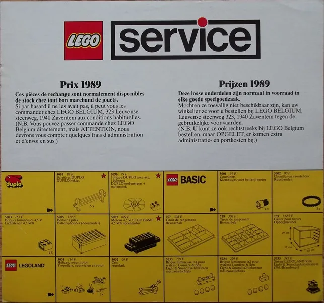 1989 Large Service Packs Belgian (921159-B)
