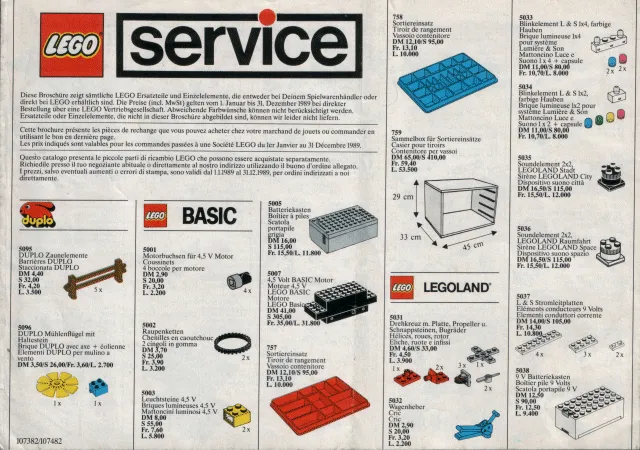 1989 Medium Service Packs D/A/CH/I (107382/107482)