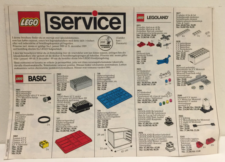 1989 Medium Service Packs DK/N/S/SF (107380/107480)