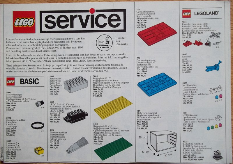 1990 Medium Service Packs DK/N/S/SF (113780/113880)