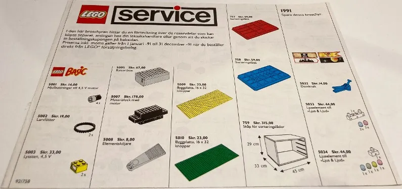 1991 Medium Service Packs Swedish (921758-S)
