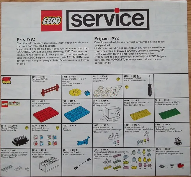1992 Large Service Packs Belgian