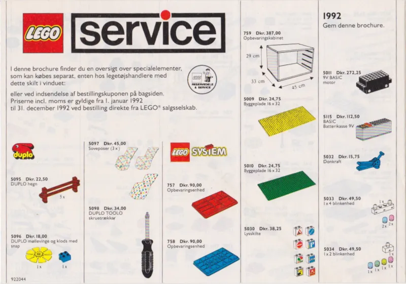 1992 Medium Service Packs Danish (922044-DK)