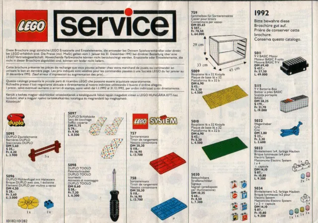 1992 Medium Service Packs D/A/H/CH/I (101182/101282)