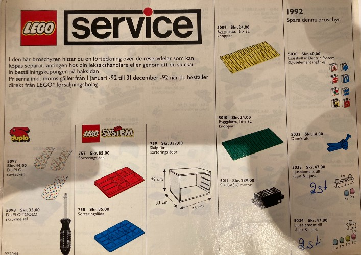 1992 Medium Service Packs Swedish (922044)