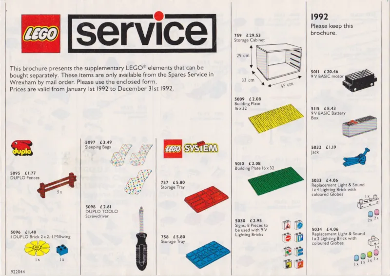 1992 Medium Service Packs UK (922044-UK)