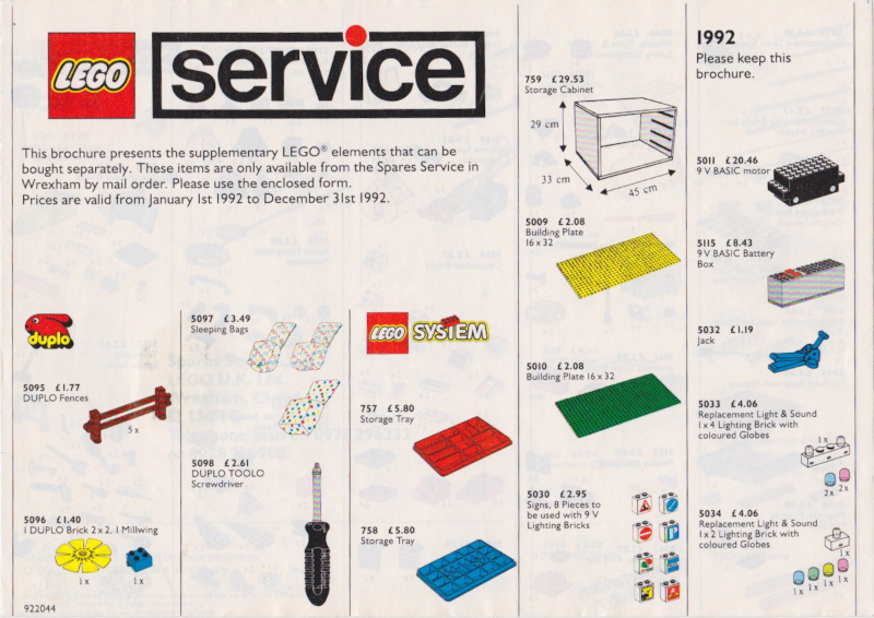 1992 Medium Service Packs UK (922044-UK)