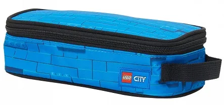 Pencil Case, City, Police Adventure, Blue Bricks Pattern