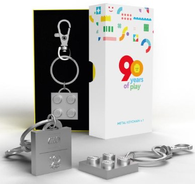2 x 2 Plate - Silver Metal Key Chain, 90 years of play