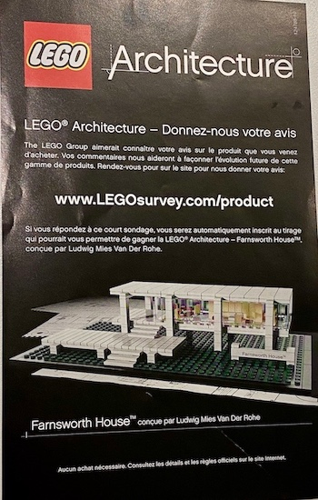 Survey Included with Set 21009 (French)