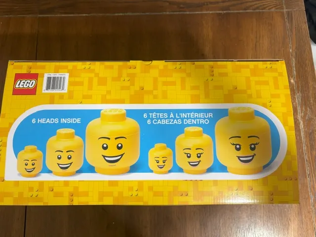 Minifigure Head Storage Container Mini, Small, and Large - Male Open Smile and Female Open Smile (6 pieces) Costco Exclusive