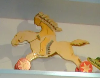 Wooden Pull-Along - Horse with Indian {Indianer}