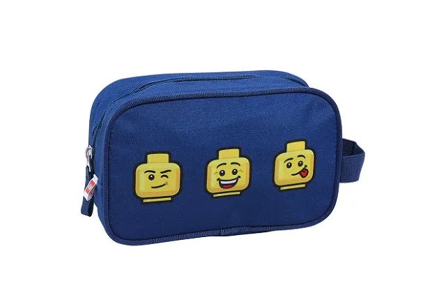 Toiletries Bag, Classic Minifigure Heads Toilet Bag - Blue