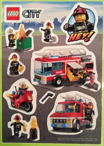 Sticker Sheet, City Fire, Sheet of 9 Stickers