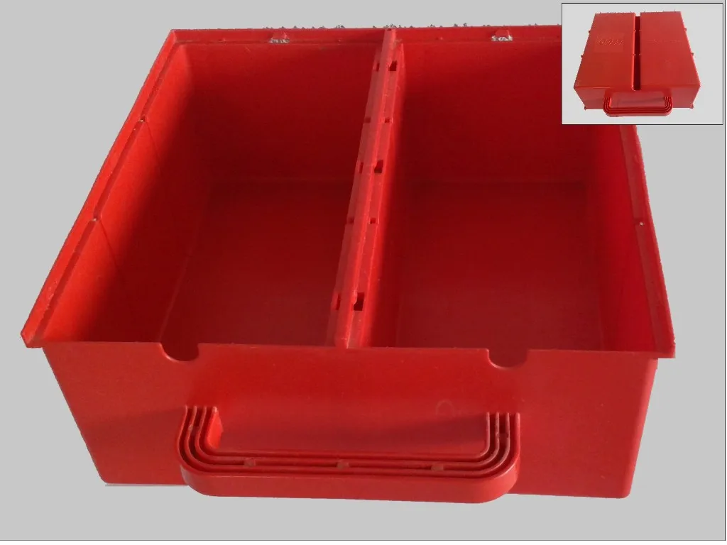 Storage Bin with Handle and Slots for Six Compartments