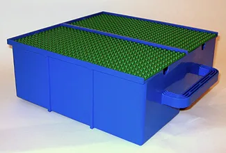 Storage Bin with Handle and Six Compartments with Green Baseplate Covers
