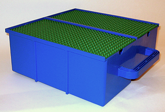 Storage Bin with Handle and Six Compartments with Green Baseplate Covers