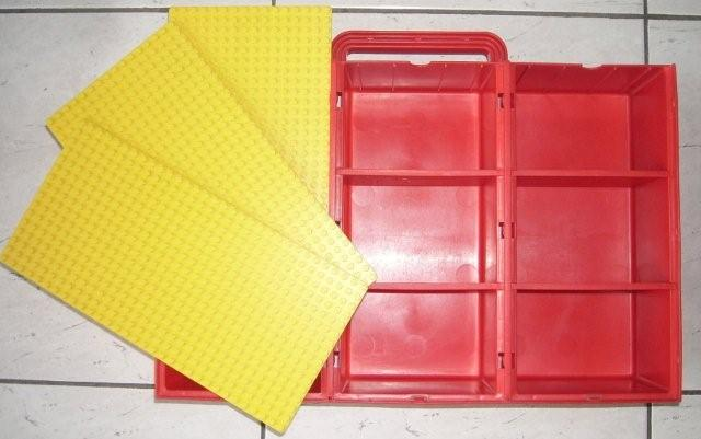 Storage Bin with Handle and 9 Compartments with Yellow Baseplate Covers