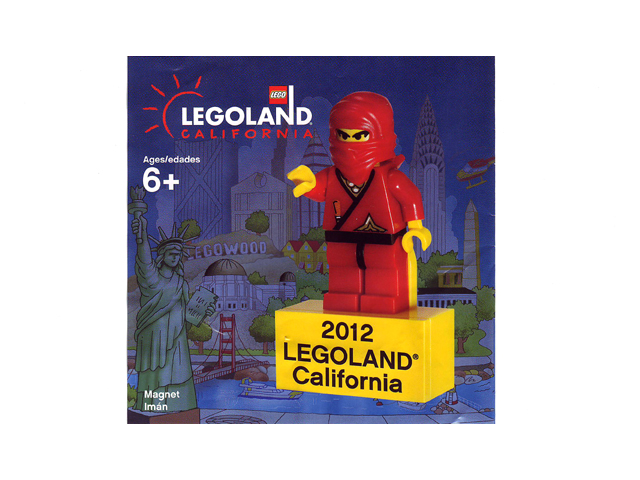 Magnet Set, Minifigure Ninja Red - Glued with 2 x 4 Brick Base