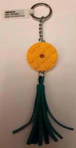 White and Yellow Plate, Round 4 x 4 with Hole and Tassel Key Chain